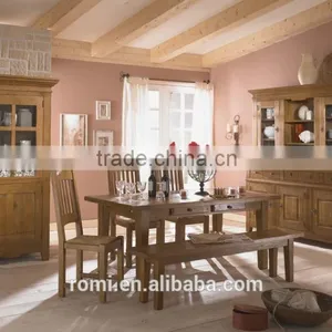 Latest Design Round Classic Carving Wooden Dinner Table thumbnail-1