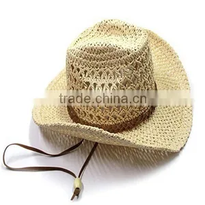 Summer Style Straw Cowboy Hat Unisex Hollow Western Hats 2016 Beach Felt Sunhats Party Cap for Man Woman thumbnail-5
