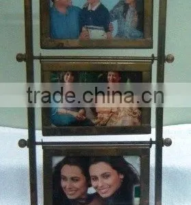 3 Tier Family Mirror & Picture Frame Brass Antique thumbnail-1