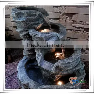 Fiberglass Four-Level Rock Stone Waterfall Patio Fountain thumbnail-2
