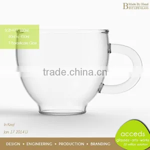 Hand Blown Personalized Single Wall Fancy Borosilicate Glass Tea Mug thumbnail-3