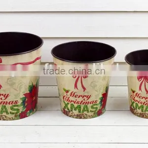 Hot Sale S/3 Xmas Metal Pot, Garden Flower Pot, Flower Container thumbnail-1