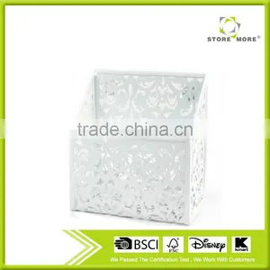 Flower Pattern Metal Punched Magnetic Desk Organizer Pen Holder thumbnail-1