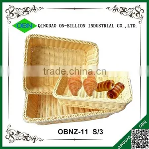 Rectangular Hand Weaving Plastic Rattan Basket for Bread thumbnail-1