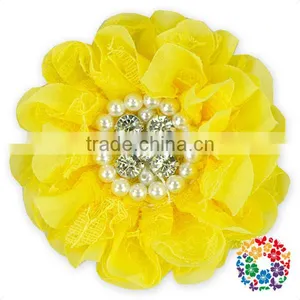 Aqua Chiffon Pearls Center Cheap Wholesale Artificial Flowers thumbnail-3