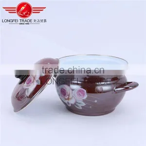 Deep Color Decal 20cm Enamel Drum Shape Cooking Pot / Stockpot/cassrole thumbnail-4
