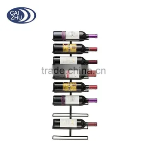 Hanging on Wall Mount Metal Kitchen 9 Bottle Wine Rack Holder Storage Shelf for Decoration thumbnail-1