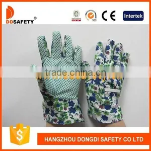 DDSAFETY Green Dots On Palm Flower Design Back Protective Kids Garden Gloves thumbnail-1