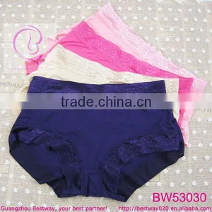 Ladies Sexy High Cut Panties Bamboo Fabric Solid Color Knicker Panties With Floral Side thumbnail-1