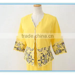New Fashion Ramie Cotton Multi Colors Emboidery Jacket Dress Suits For Woman thumbnail-2
