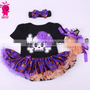 Helloween New Fashion 3pcs Skull Princess Short Sleeve Romper Sets Including Romper,headband and Shoes thumbnail-2