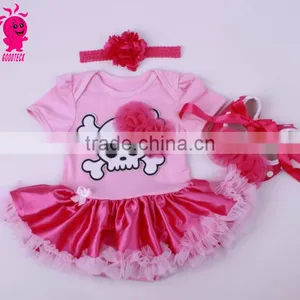 Helloween New Fashion 3pcs Skull Princess Short Sleeve Romper Sets Including Romper,headband and Shoes thumbnail-5