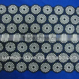 Blue Flower Pattern Cotton Crochet Lace Fabric thumbnail-1