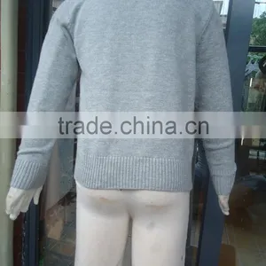 Custom Children Kids Heather Grey V-neck Button up Plain Knit Cardigan thumbnail-4