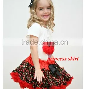 Newest 100%cotton White Top Pettiskirt Set With Print Flower for Party thumbnail-1