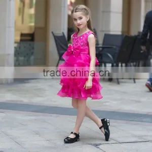 Hot Sale Net Fabric Ball Grown Dress for Baby Girl Summer Dress for Girl Ruffle Skirt Sleeveless thumbnail-5