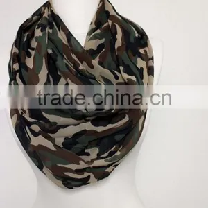 Camouflage Pattern Chiffon Infinity Scarf, Circle Scarf, Long Scarf, Summer Scarf, Gift Ideas For Her Women Fashion Accessories thumbnail-1