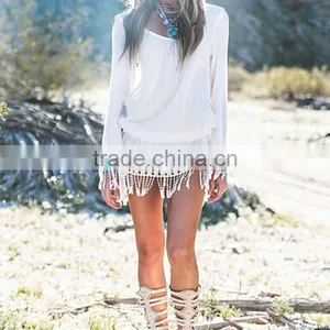 Walson Sexy Long-sleeved Lace Tassel Beach Dress thumbnail-3