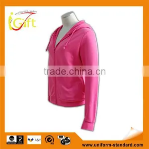 BSCI 2016 Design Sublimation Screenprint Embroidery Zipper Hoody Plain Pink Zipper Hoodie thumbnail-1