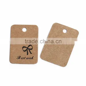 Paper Label Tags Rectangle Brown Bowknot Pattern 30mm(1 1/8") x 20mm( 6/8"), 1 Piece thumbnail-3