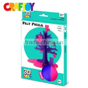 Easy Puzzle for Kid Education Toy Owl Jewelry Holder 3D Felt Puzzle thumbnail-1