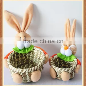 Small Grass Handmade Easter Rabbit Gift Baskets thumbnail-1