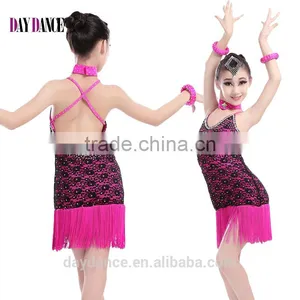 Children Kids Sexy Performance Fringed Latin Dance Dresses Girl Positive And Negative Two Wear Ballroom Dress thumbnail-1
