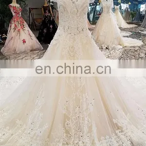 LS00303 Kleinfeld Appliqued Long Dresses Long Train See Through Beaded Bridal Dress for Wedding thumbnail-6