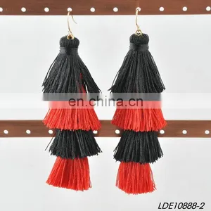 Cluster Drop Layered String Tassel Earring thumbnail-1