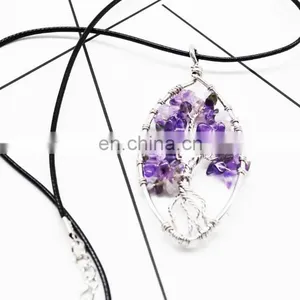 2017 Hot New Natural Gravel Geometrical Irregular Tree of Life Rich Tree Crystal Necklace thumbnail-4