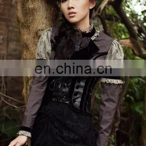 Steampunk Gothic Jabot-collar With Laces Hands of the Clock and Gear thumbnail-5