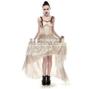 Steampunk Elastic Mesh Assymetrical Long Gown Evening Dress Q-291 thumbnail-5