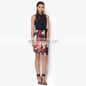 Wholesale Uniform Design Wrap Latest Sexy Straight Women Sleeveless Office Dress thumbnail-2