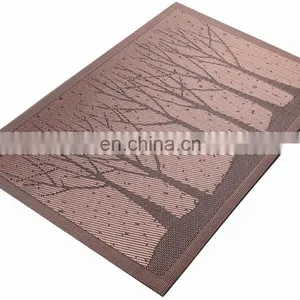Reversible Golden Brown Color Vinyl Woven Tree Dinner Table Placemat Winter Set thumbnail-4