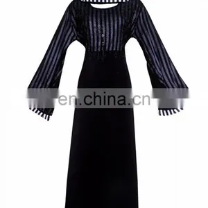 Black Colour Lycra Burkha With Net & Printed Satin / Black Stone Work Burkha Also On Sleeves & Dupatta (dubai Abaya2017) thumbnail-1