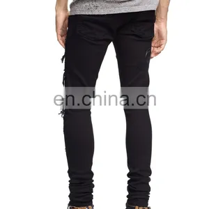 DiZNEW Guangzhou Factory Distressed Damage Embroidered Snakes Jeans Men thumbnail-5