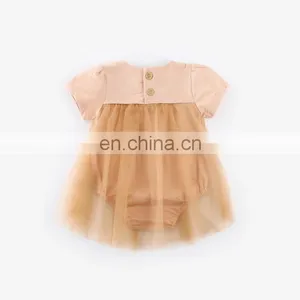 New Design Newborn Baby Girl Clothes Summer Short Sleeve Princess Romper Dresses Baby Girl Clothes thumbnail-3