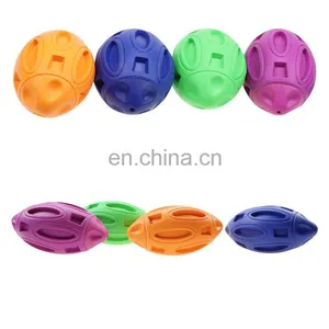 Pet Squeaky Toys Rubber Rugby Ball Interactive and Training Chew Toys Fetch Toy Ball for Dogs thumbnail-4