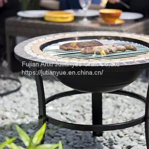 Outdoor Metal Brazier Square Table Firepit Garden Patio Heater/BBQ/Ice Pit With Waterproof Cover (Fire Pit & Grill) thumbnail-3