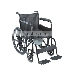 Foldable Chromed Steel Hospital Medical Commode Chair With Solid Castor thumbnail-2