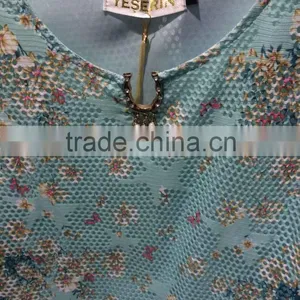 Fishnet Flowery 2015turkish Fashion Dress With Jewel on the Round Neck thumbnail-4
