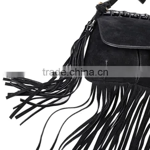 C88892A Wholesale Women High Quality Suede Fringe Shoulder Bag Tassels Chain Bags thumbnail-3