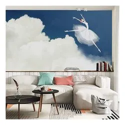 Home Clinic Shop Hotel Decorative Bamboo Fiber Wall Mural 3D Interior Castle Wall Murals Drop Ship thumbnail-2