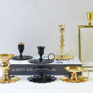 Matte Black Candle Holder Decorative Fan Shape Iron Gold Plate Candle Holder thumbnail-4