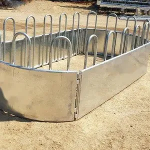 Steel Bale Loop Top Handing Equipment Portable Cattle Horse Feeder With Roof Animal Feeders thumbnail-6