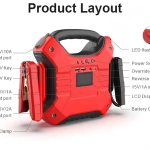 1200/600A 12/24V Jump Starter Power Pack Lithium-ion Phosphate (LiFePo4) thumbnail-1