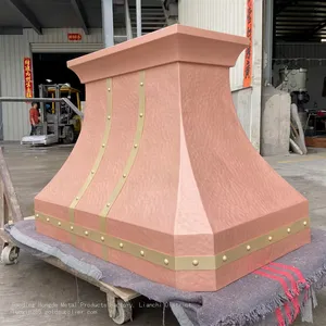 Pure Copper Range Hood Cover, Supplying Pure Handcrafted Kitchen Copper Range Hoods in Various Specifications and Types thumbnail-5