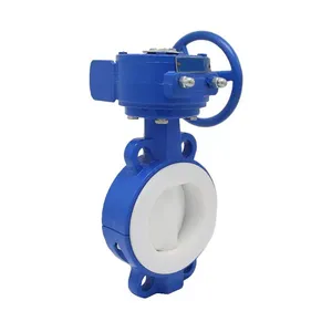 Manufacturer Direct Sales Cast Steel Lined Fluorine Butterfly Valve Turbine Clamp Butterfly Valve thumbnail-2