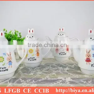 Moroccan Tea Pot Customized Plain White Ceramic Porcelain Tea Pot & Kettle for Two Cup and Saucer Rabit thumbnail-3