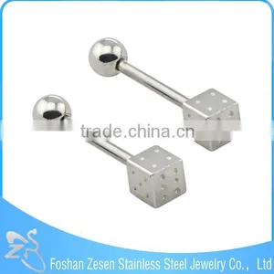 Dice Design Steel Bar Flexible And Acrylic Tongue Rings thumbnail-1